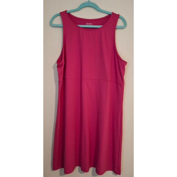 Eddie Bauer Sz XL Dress Sleeveless Empire Waist Hot Pink Magenta Stretch UPF 50 - Picture 1 of 10